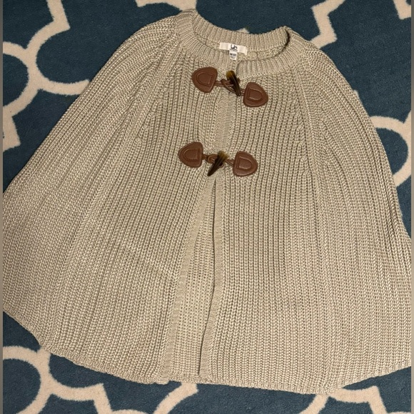 Women's Cream Sweater Cape with Toggle Closures, OS - Picture 1 of 6